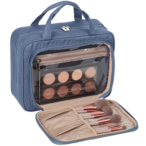 Miniatura 3 de NISHEL - Neceser de aseo colgante para viaje, organizador de maquillaje, estuche de maquillaje para accesorios de viaje, baño, ducha, Aegean-Blue