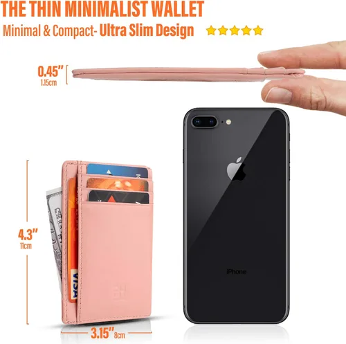 Miniatura 4 de GH Gold Horse Slim RFID - Soporte para tarjetas con sistema de bloqueo billetera de cuero de bolsillo frontal minimalista para mujer