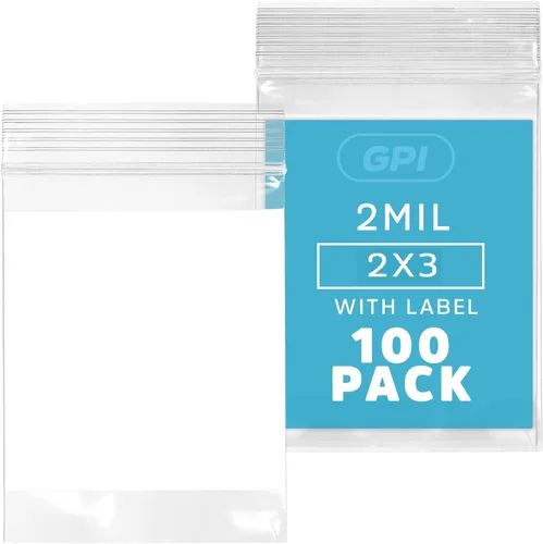 Miniatura 33 de GPI Caja de 1000 bolsas de plástico transparente recerrable con cremallera de 3" x 4" - A granel de 2 mil de grosor, bolsitas de poli fuertes