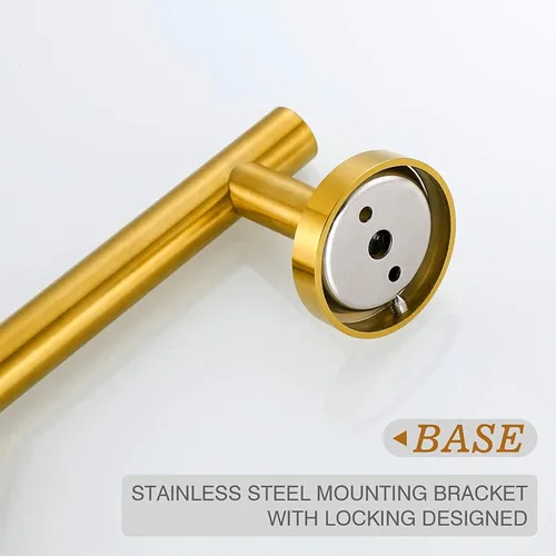 Miniatura 9 de USHOWER Juego de accesorios de baño de oro cepillado, juego de toallero de 18 pulgadas montado en la pared, juego de accesorios de baño de acero Oro