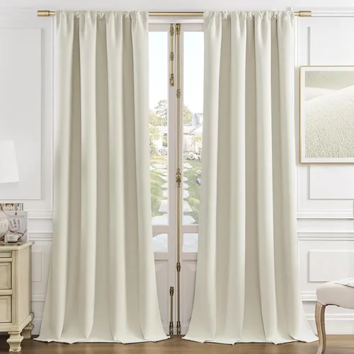 Miniatura 26 de Joydeco Cortinas de terciopelo negro de 63 pulgadas de largo, 2 paneles, cortinas opacas de lujo con bolsillo para barra, cortinas de ventana