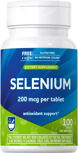 Rite Aid Tabletas de selenio de 200 mcg, 100 unidades, minerales naturales y antioxidantes, soporte esencial para el cuerpo