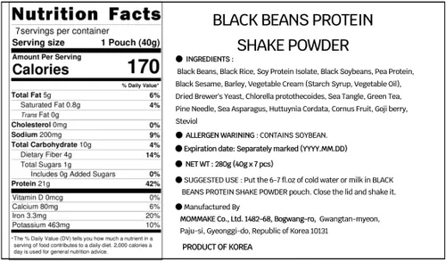 Miniatura 2 de Black Beans - Batido de proteína en polvo, 0.6 libras (9.88 oz), sésamo negro, 0.74 oz de proteína a base de plantas (9.88 oz)