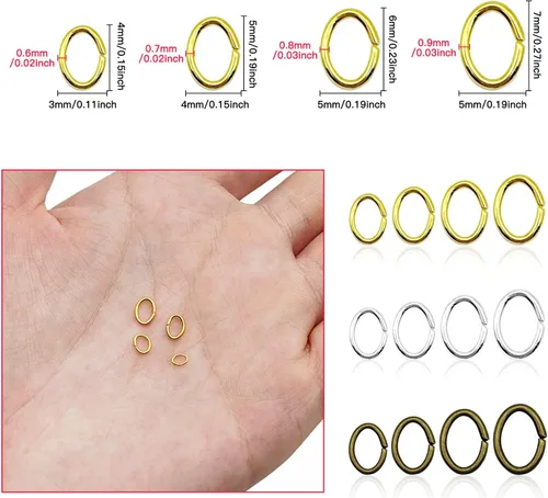 Miniatura 3 de 1200 anillos de salto para hacer joyas, anillos abiertos, conectores de joyería para aretes, pulseras, collares, bricolaje (oro, plata, cian antiguo)