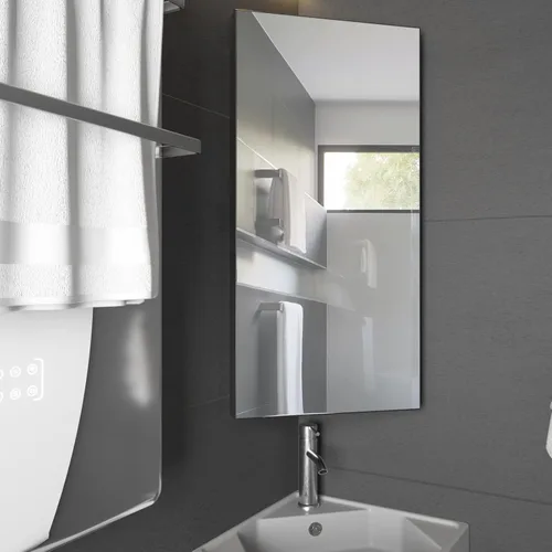 Miniatura 7 de eclife Armario de medicina de esquina de baño de 24 pulgadas con espejo, gabinete de espejo de pared negro de una sola puerta, gabinete