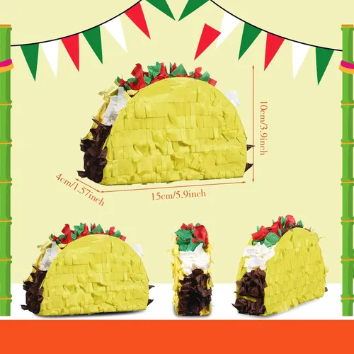 Miniatura 2 de 24 piezas de mini piñatas de taco para Cinco de Mayo Mexicano Little Fiesta Taco Piñata a granel para carnavales mexicanos martes, eventos