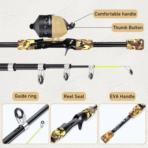 Miniatura 5 de Sougayilang Kids Fishing Rod and Reel Combo,Light Weight Fishing Pole with Spincast Fishing Reel Tackle Bag Lures for Youth,Girls and Boys Good