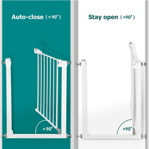 Miniatura 7 de BABELIO Puerta de metal para bebé, extensión blanca de 5.5 pulgadas (5.5 in), puertas de bebé extra anchas para escaleras y puertas, puerta