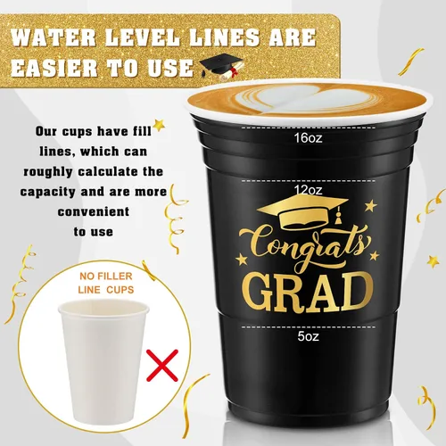 Miniatura 4 de Yinder 48 vasos de plástico desechables para fiesta de graduación, decoraciones de graduación de 16 onzas, tazas de estadio de grado 2026, bebidas