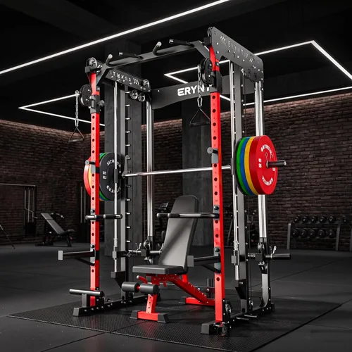 Miniatura 8 de Smith Machine, 2600 LBS Capacity Power Rack for Home Gym Garage, All-in-One Power Cage with Cable Crossover, Heavy-Duty Squat Rack, 84'' Home Gym