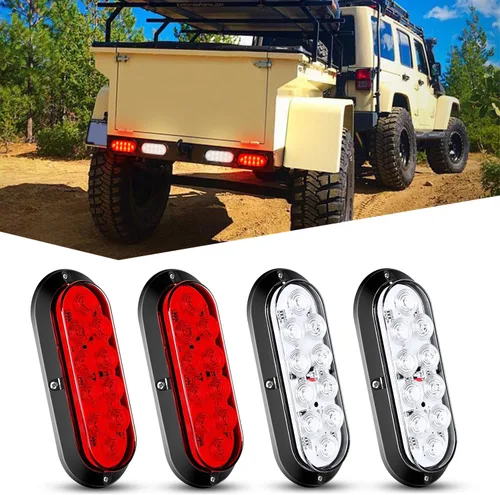 Miniatura 19 de Nilight Luz trasera LED ovalada de 6 pulgadas para remolque, roja, blanca y ámbar, 6 piezas, impermeable, parada, freno, señales de giro, reversa