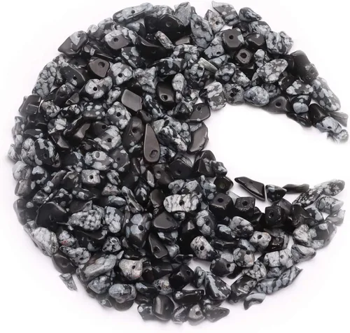Miniatura 38 de 500 piezas Cuentas de piedra de chip natural, Alabastro 5-8 mm Piedras preciosas irregulares curativas de cristal sueltas con agujero perforado