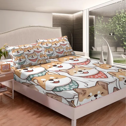 Miniatura 15 de Juego de ropa de cama ajustable con diseño de notas musicales rojo y azul, juego de sábanas para niños, mujeres y hombres, decoración de habitación