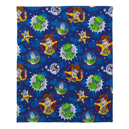 Disney Toy Story 4 - Manta de felpa súper suave azul, verde, amarillo y rojo para niños pequeños, azul, verde, amarillo, rojo