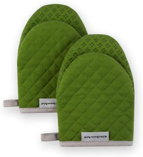 Miniatura 18 de Guantes KitchenAid, mini guantes de horno, de algodón, con agarre de silicona Verde pistacho