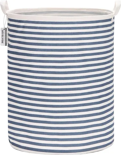 Miniatura 14 de Sea Team. - Cesta grande de 19.7 pulgadas, con recubrimiento impermeable, textil de algodón ramio, plegable, cesta para lavandería, cesta cilíndrica