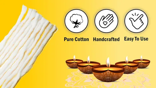 Miniatura 2 de IS4A Puja Cotton Mechas Religous Long Jyot Bati Akhand Lámpara de aceite Diya Diwali Iluminación (Largo)