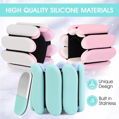 Miniatura 3 de Pesas de muñeca, 2 pesas de tobillo para muñeca para mujeres y hombres, pulseras de silicona ajustables adecuadas para caminar, yoga y gimnasio