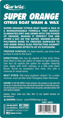 Miniatura 2 de STAR BRITE Jabón y cera para barcos cítricos súper naranja - Fórmula concentrada prémium para un brillo y protección definitivos