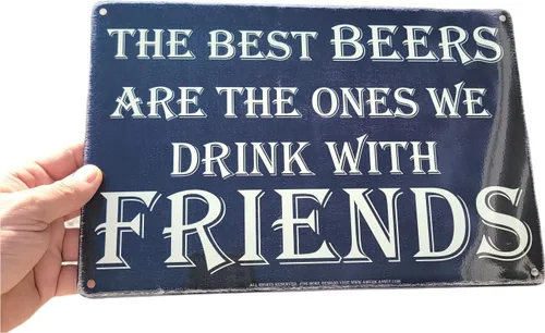 Miniatura 3 de AMERICAN WIT (The Best BEERS are The Ones We Drink With Friends) - Cartel de metal divertido de 8 x 12 pulgadas para decoración de pared, póster