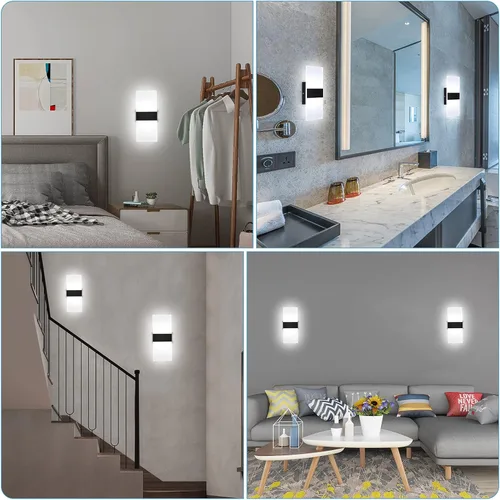 Miniatura 7 de Lightess Aplique de pared moderno regulable. Lámpara de pared de 12 W en negro, lámpara de pared interior de acrílico para dormitorio, sala