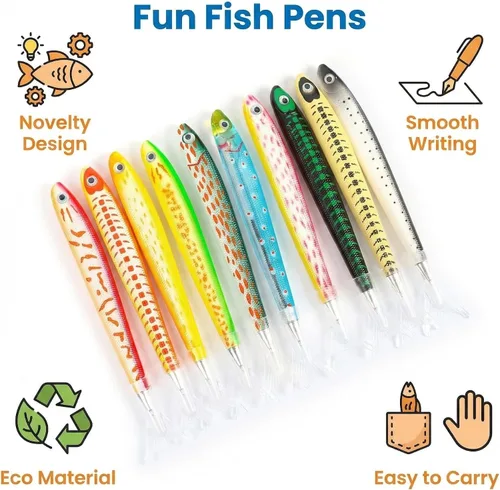 Miniatura 3 de Abhay Lindos bolígrafos de pescado para regalos de moda, paquete de 10 bolígrafos creativos para decoración de peces, suministros de fiesta