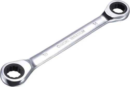 uxcell Llave de trinquete de extremo de caja doble (0.551 in x 0.591 in) métrica 72 dientes 12 puntas llave de trinquete herramientas CR-V