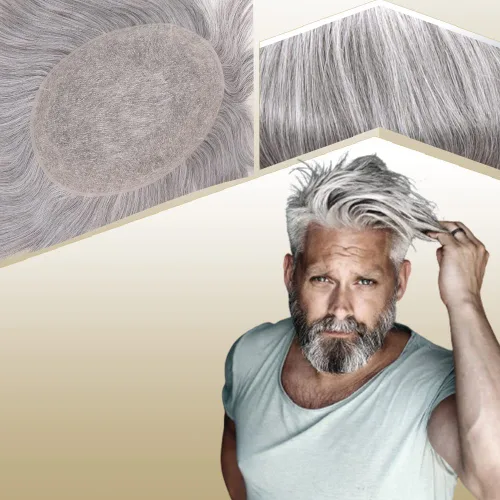 Miniatura 24 de Tupé de cabello humano europeo para hombres, suave encaje suizo completo, sistema de reemplazo de cabello, extensiones de cabello de 10 x 8 1B