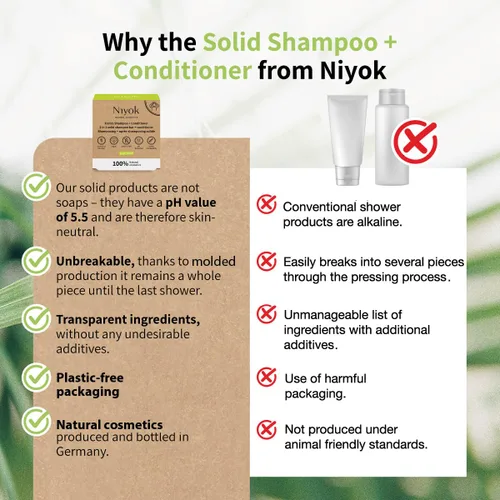 Miniatura 5 de Niyok Natural Cosmetics - Champú sólido 2 en 1 + barra acondicionadora, aroma Green Touch, 2.82 oz, paquete de 3