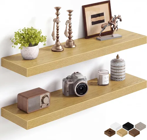 Miniatura 58 de Fun Memories Estantes flotantes de 16 pulgadas para pared, estantes de 8 pulgadas de profundidad para baño, dormitorio, cocina, montaje en pared