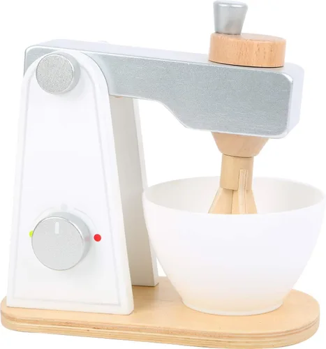Small Foot Wooden Toys - Mezclador de madera con parte superior móvil y cuenco agitador para cocinas de juego diseñado para niños a partir de 3