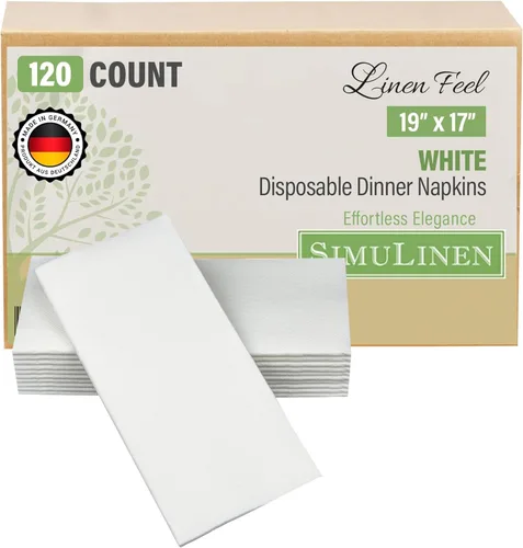 Miniatura 16 de SimuLinen Servilletas decorativas florales azules, servilletas de papel desechables como tela, sensación de lino, material Airlaid de primera