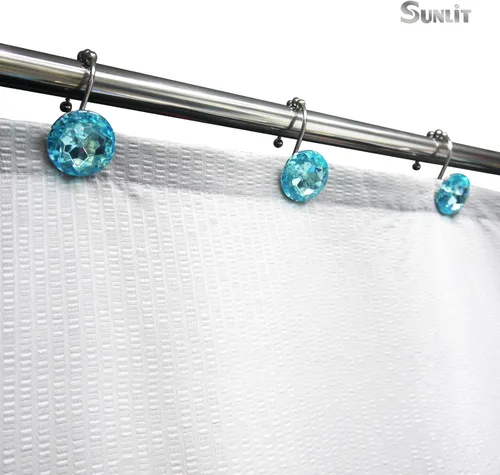 Miniatura 4 de Sunlit Diseño de lujo redondo azul turquesa diamante gema brillante con bolas deslizantes ganchos para cortina de ducha para cortinas de ducha