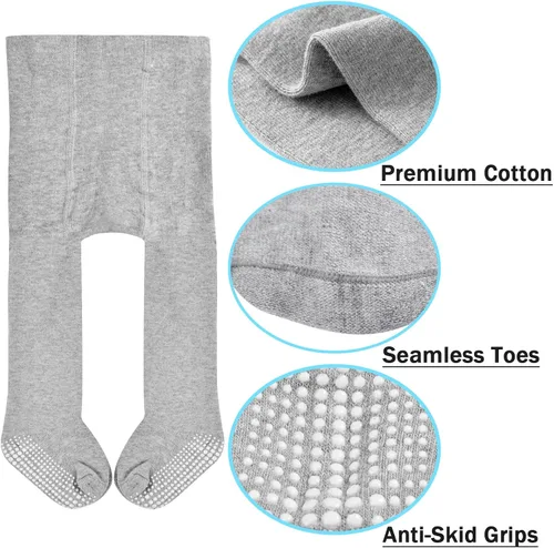 Miniatura 3 de Mini angel Mallas de bebé antideslizantes para niña, mallas lisascon aspecto de zapato, mallas sin costuras, mallas de algodón cálidas