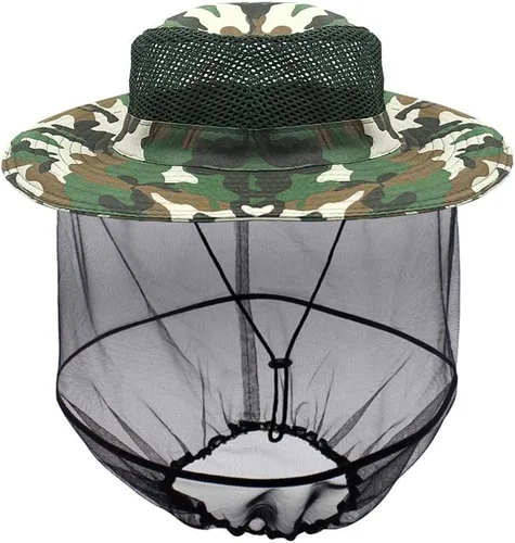 Luwint Sombrero de red para la cabeza, sombrero de jardinería, sombrero de sol UV, gorra para pesca, camping, senderismo, apicultura