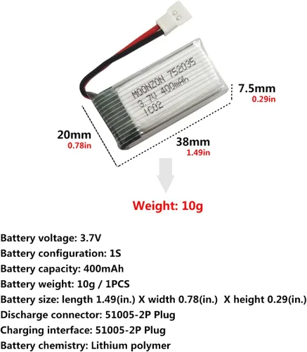 Miniatura 2 de Batería de litio de 5 piezas 3.7 V 400 mAh con cargador 5 en 1 para Syma Q11 H99W JJRC H31 H6C H98 TR-C385 TR-F22 TR-P51 Quadcopter Piezas