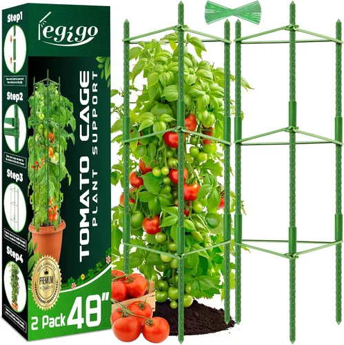 Miniatura 12 de Legigo Paquete de 4 jaulas de tomate de 4 pies para soporte de plantas de jardín, estacas de jardín de hasta 48 pulgadas, jaula de tomate