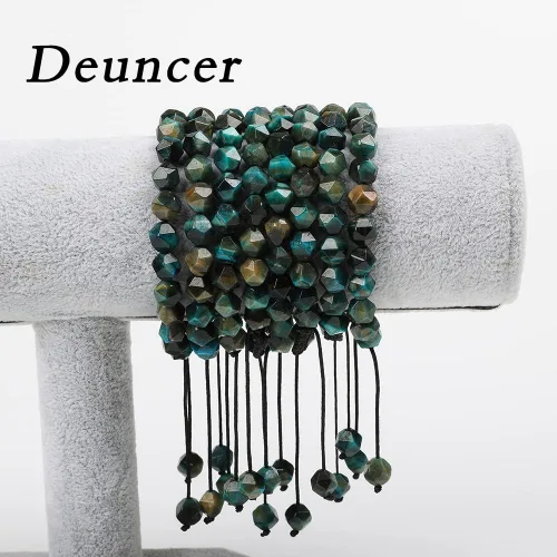 Miniatura 3 de Pulsera ajustable unisex con cuentas de cristal de ágata natural de 0.315in