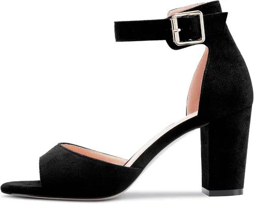 Miniatura 2 de Castamere Sandalias de tacón medio grueso para mujer, puntera abierta, correa de tobillo, tacón de 3.3 in