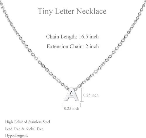 Miniatura 6 de MOMOL Collar pequeño con inicial para mujer, de acero inoxidable, con letras pequeñas, collar con nombre personalizado para niñas, Metal, no conocido