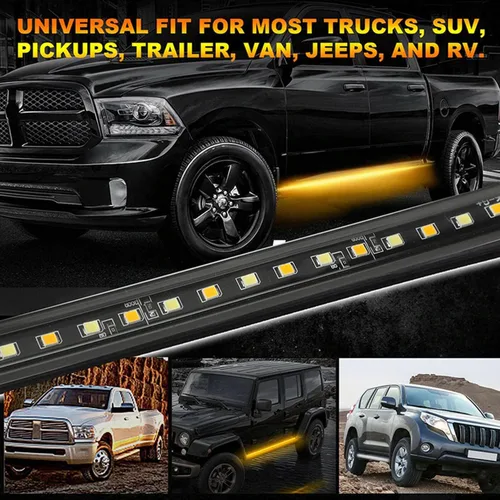 Miniatura 7 de SOCAL-LED LIGHTING Tira de luz LED para estribo de camión DRL, patada lateral conmutada de 60" (150cm) 12V, luces de giro intermitentes secuenciales