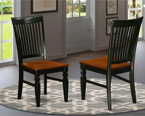 Miniatura 2 de East West Furniture WEC-BCH-W Weston - Sillas de comedor de madera con respaldo de listones, juego de 2, color negro y cereza