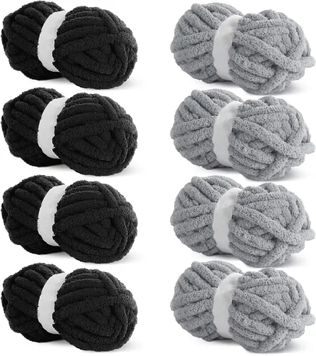 Miniatura 19 de HOMBYS Hilo de felpilla gruesa para tejer a mano, hilo gigante súper voluminoso para tejer a mano, hilo de felpa suave de 3/4 pulgadas de grosor 4