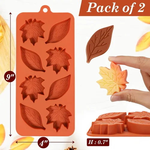 Miniatura 5 de Webake Molde de silicona con 2 formas diferentes, moldes de hoja de arce de 8 cavidades para chocolate, cubitos de hielo, jabón, cupcake, perfecto