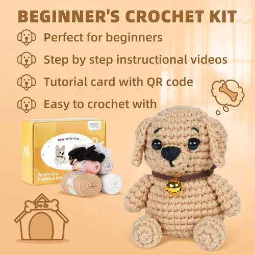 Miniatura 6 de MOREJMTT Kit de ganchillo para principiantes, aprende a tejer, incluye hilo suave fácil de tejer, tutorial en video paso a paso, gancho, regalo