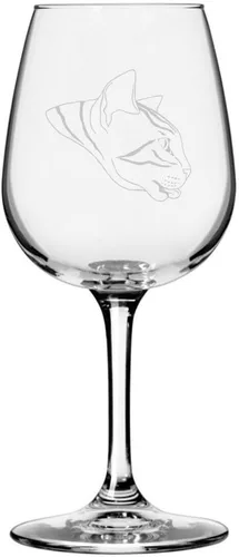 Miniatura 111 de Copa de vino de 12.75 onzas con temática de gato abisinio grabada para todo uso