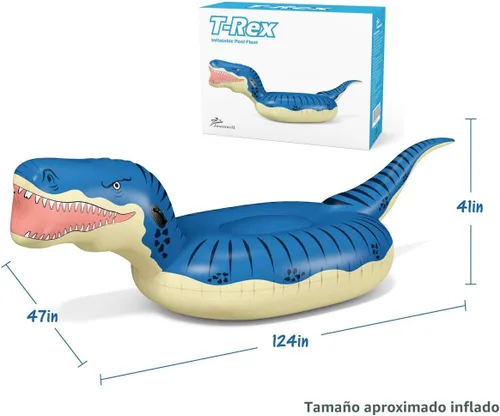 Miniatura 6 de Jasonwell Flotador inflable de dinosaurio para piscina, para niños, niñas, adultos, 124 pulgadas, tiranosaurio gigante Rex, flotador, verano, playa