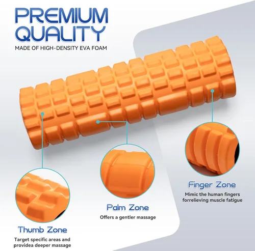 Miniatura 2 de Krightlink Rodillo de espuma de alta densidad de 18 pulgadas para masaje muscular de tejido profundo, rodillo de masaje de ejercicio de fitness