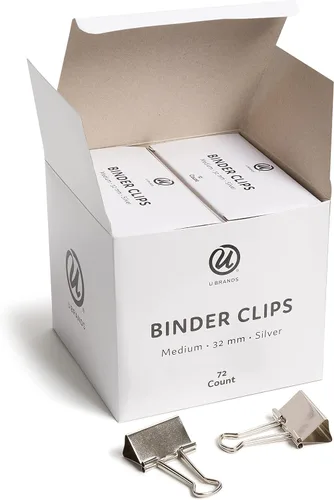 Miniatura 6 de U Brands Clips pequeños para carpeta, plata metálica, suministros de organización de oficina, 0.748 in, 72