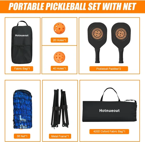 Miniatura 9 de Juego de pickleball con red y paletas de 5 pies de ancho para interiores, mini bola de pepinillo portátil, red de práctica de equipo pequeño, red